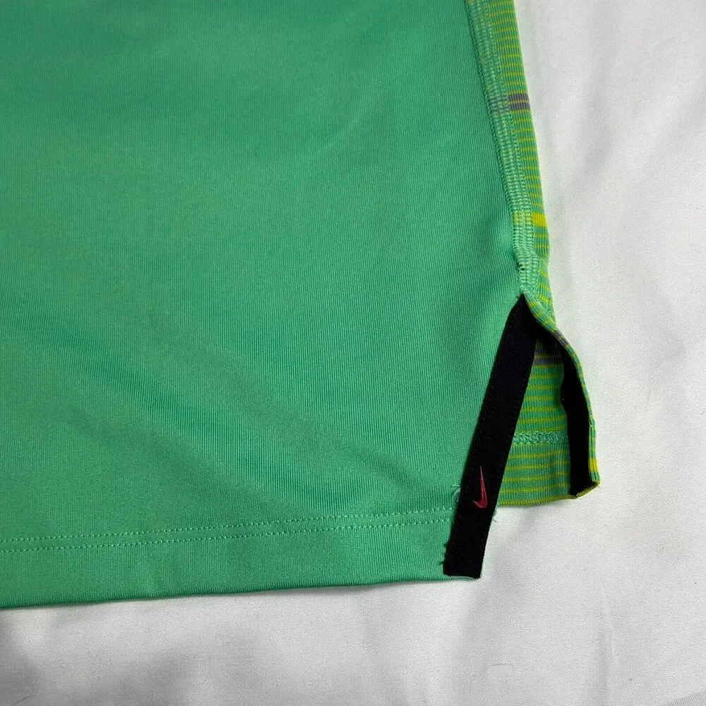 Nike Dri-FIT Tiger Woods Golf Polo Shirt Mens Med Green Striped DR5318-363‎